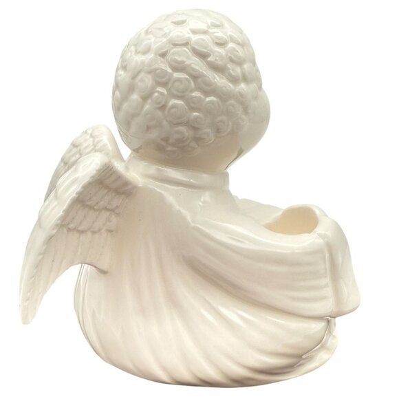 Vtg Fitz & Floyd Ceramic Singing Angel Figurine Taper Candle Holder Japan White - Picture 5 of 11